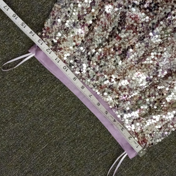 🆕️✨️HTF J. Crew Collection✨️- Silver/Purple Sequin Faux Wrap Skirt - Picture 13 of 15